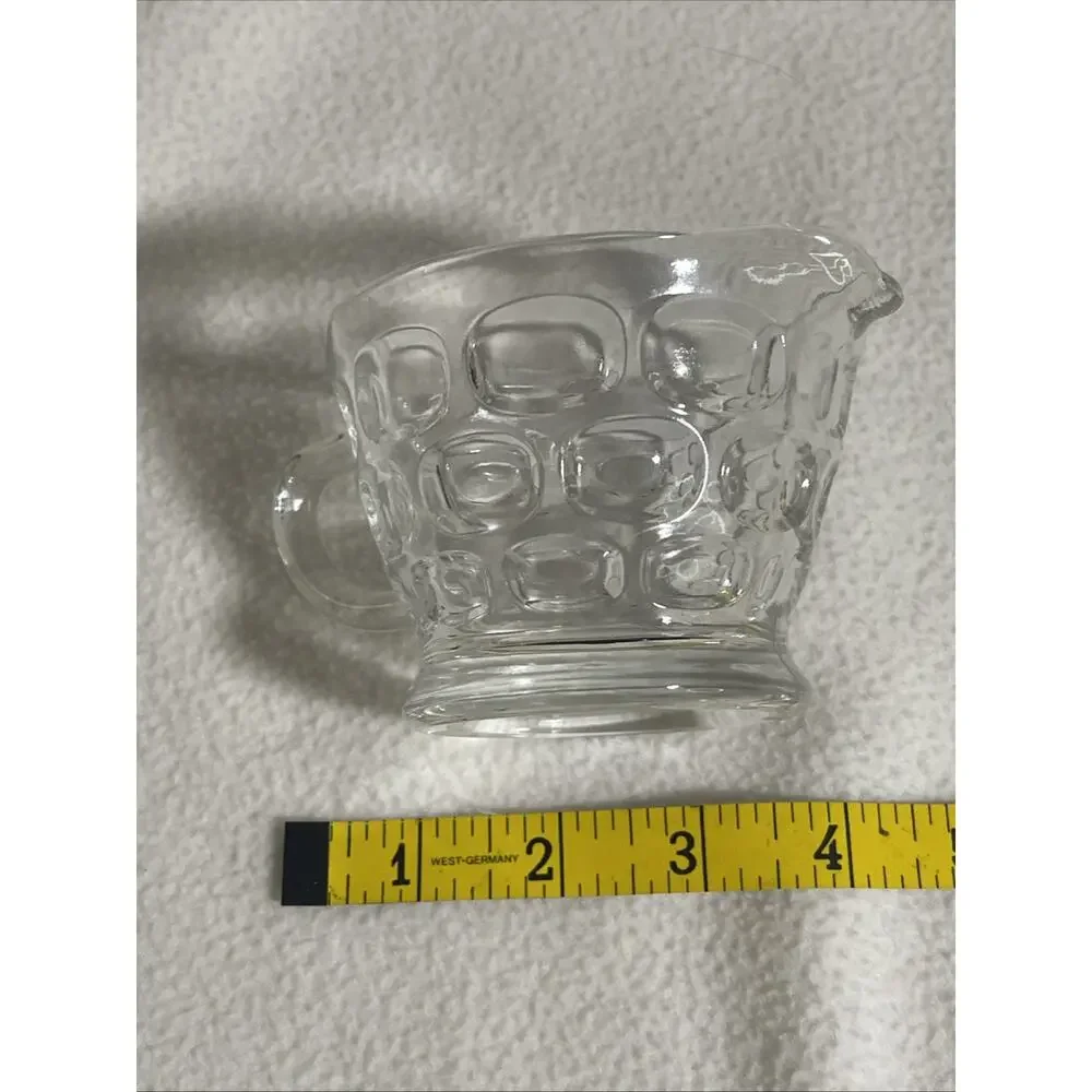 Vintage Clear Glass Thumbprint Pattern Creamer